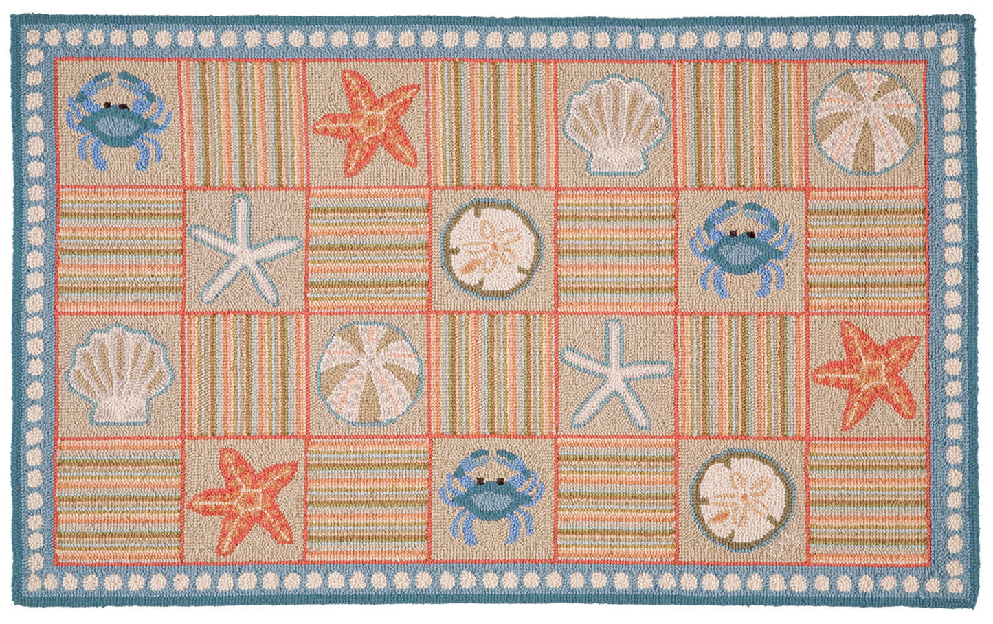 Chesapeake Bay Geometric w/Shells 3x5