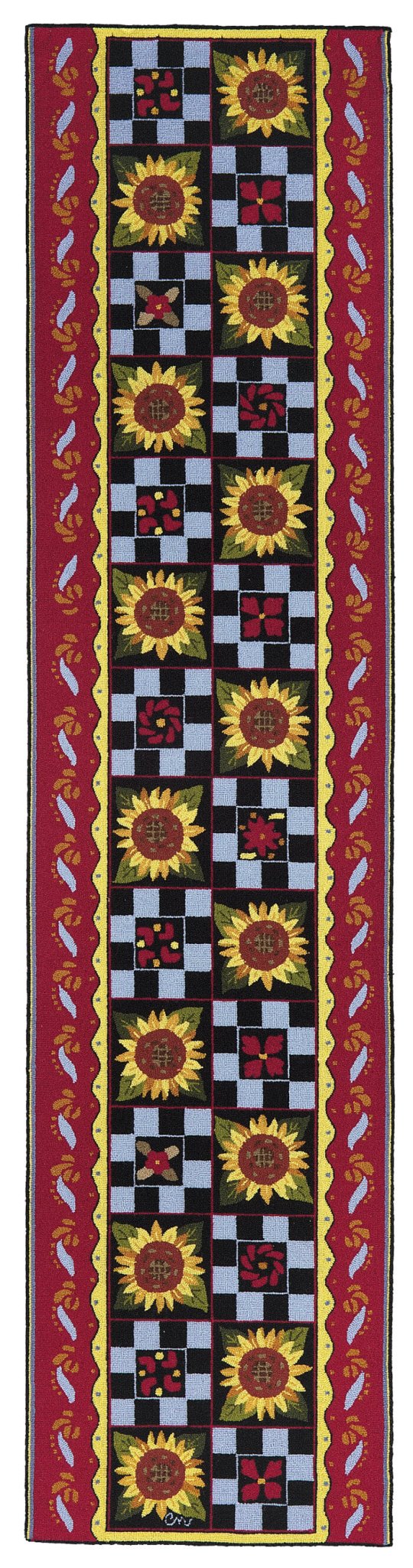 French Sunflower Check Runner Long