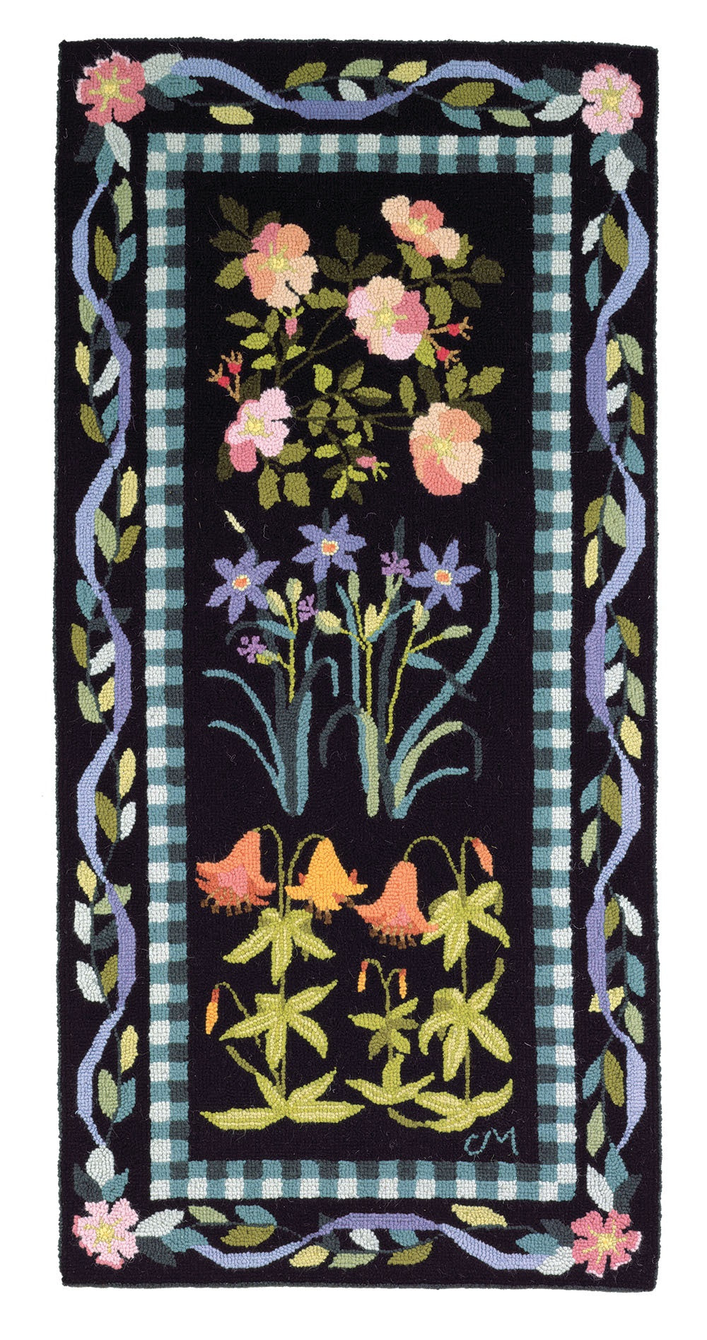 New England Wildflowers Runner Black
