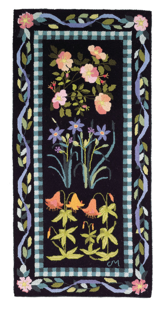 New England Wildflowers Runner Black