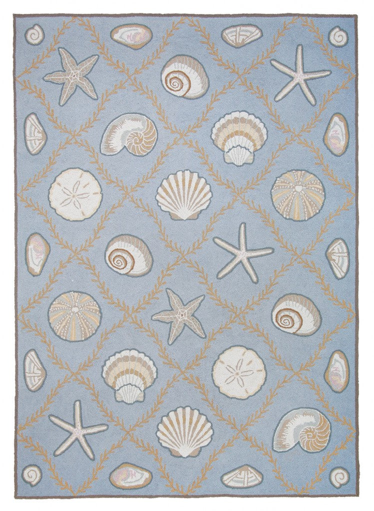 Cape Contemp Shells Grid 5x7 Blue