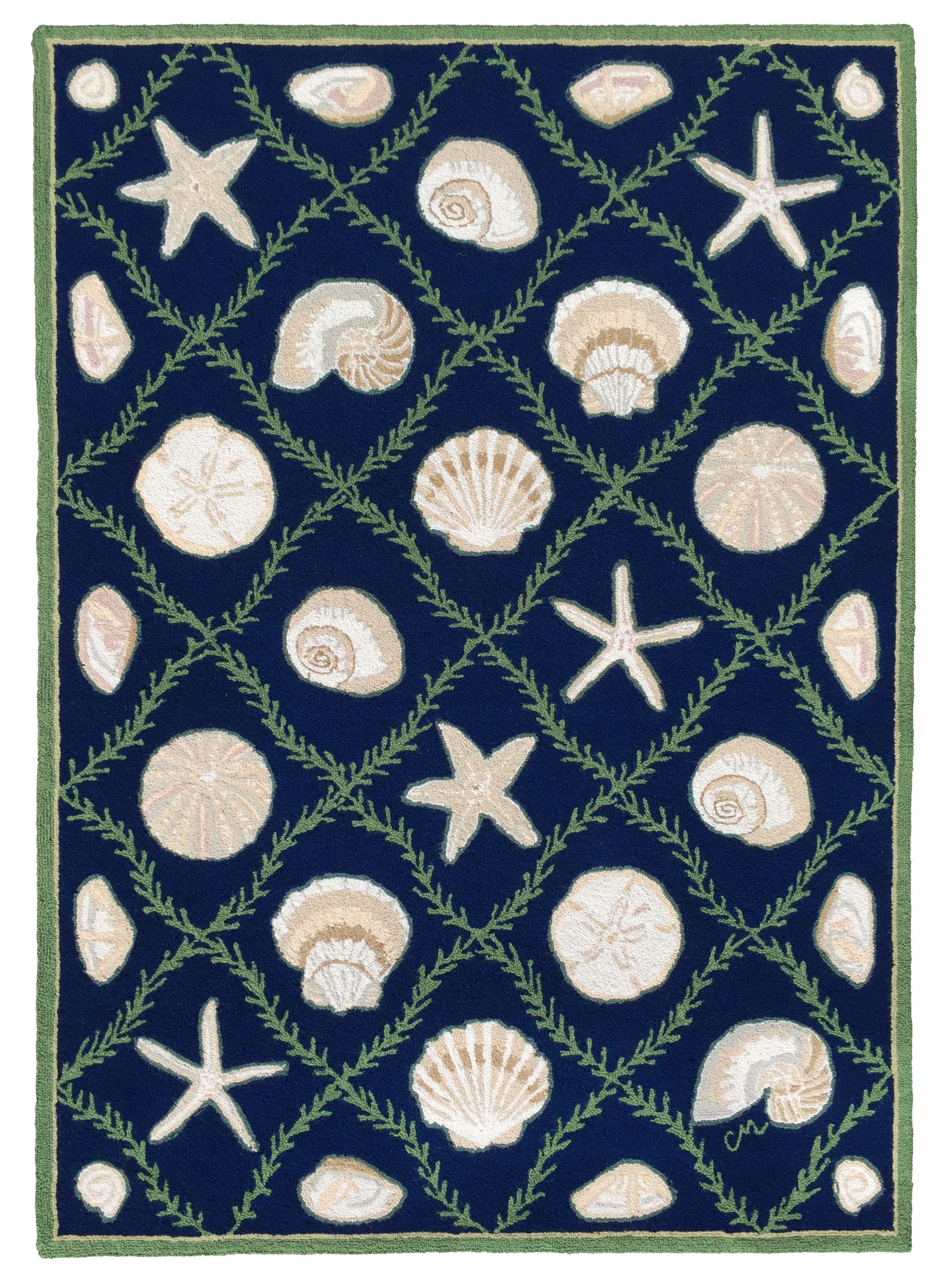 Andre Shell Rug Claire Murray Cape Contemporary Shells Rug – Dark Blue Coastal Hand ...
