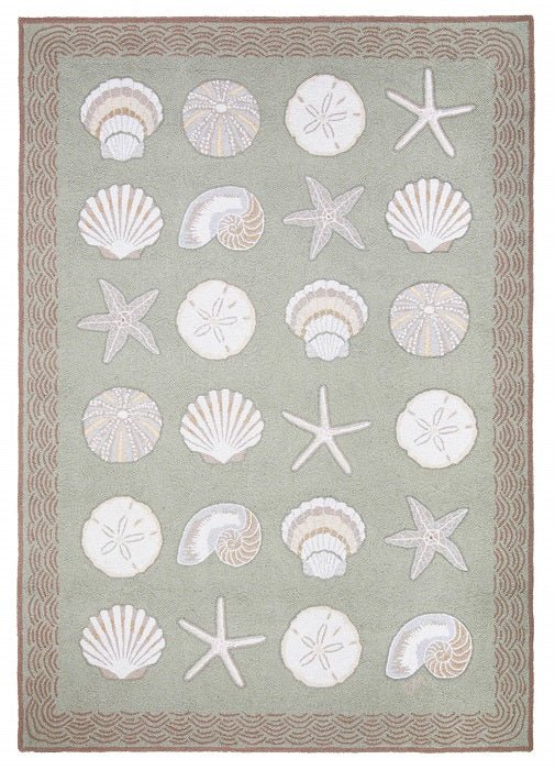 Cape Contemp Shells w/Waves 5x7 Green