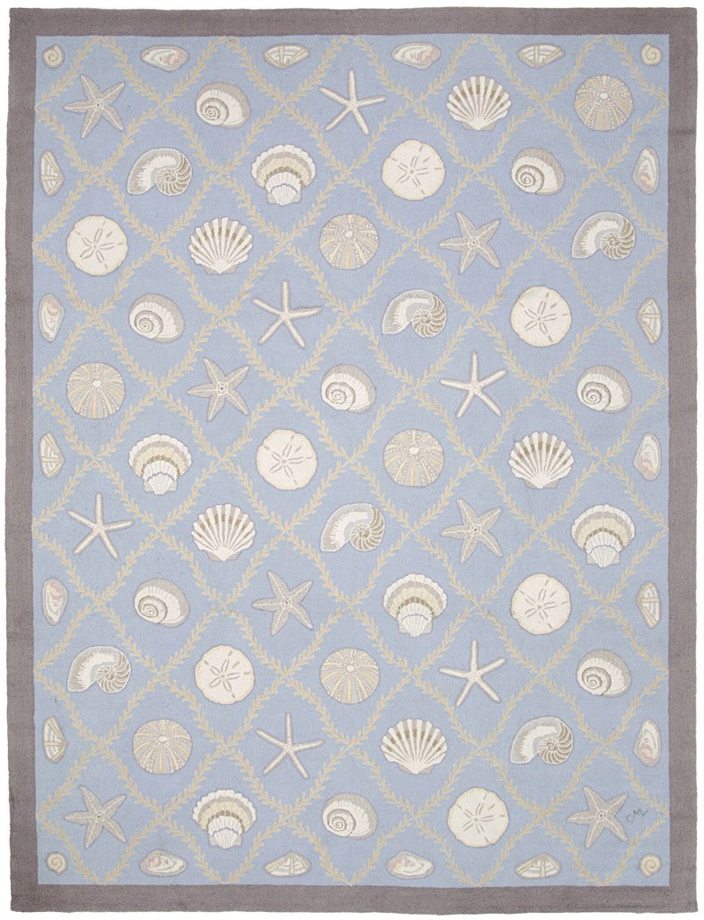 Cape Contemp Shells Grid 9x12 Blue