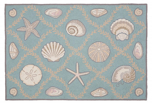 Cape Contemp Shells Grid 3x5 Aqua