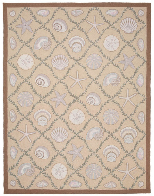 Cape Contemp Shells Grid 7x9 Beige