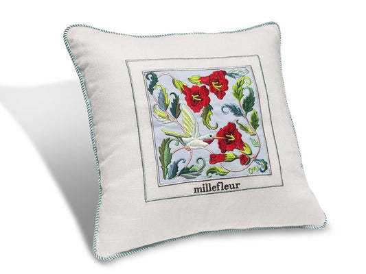Millefleur 14" Embroidered Pillow